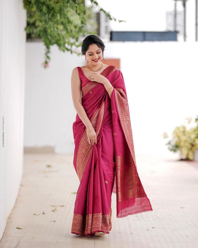 Banarasi Soft Silk Saree with Copper Zari Jacquard Weaving