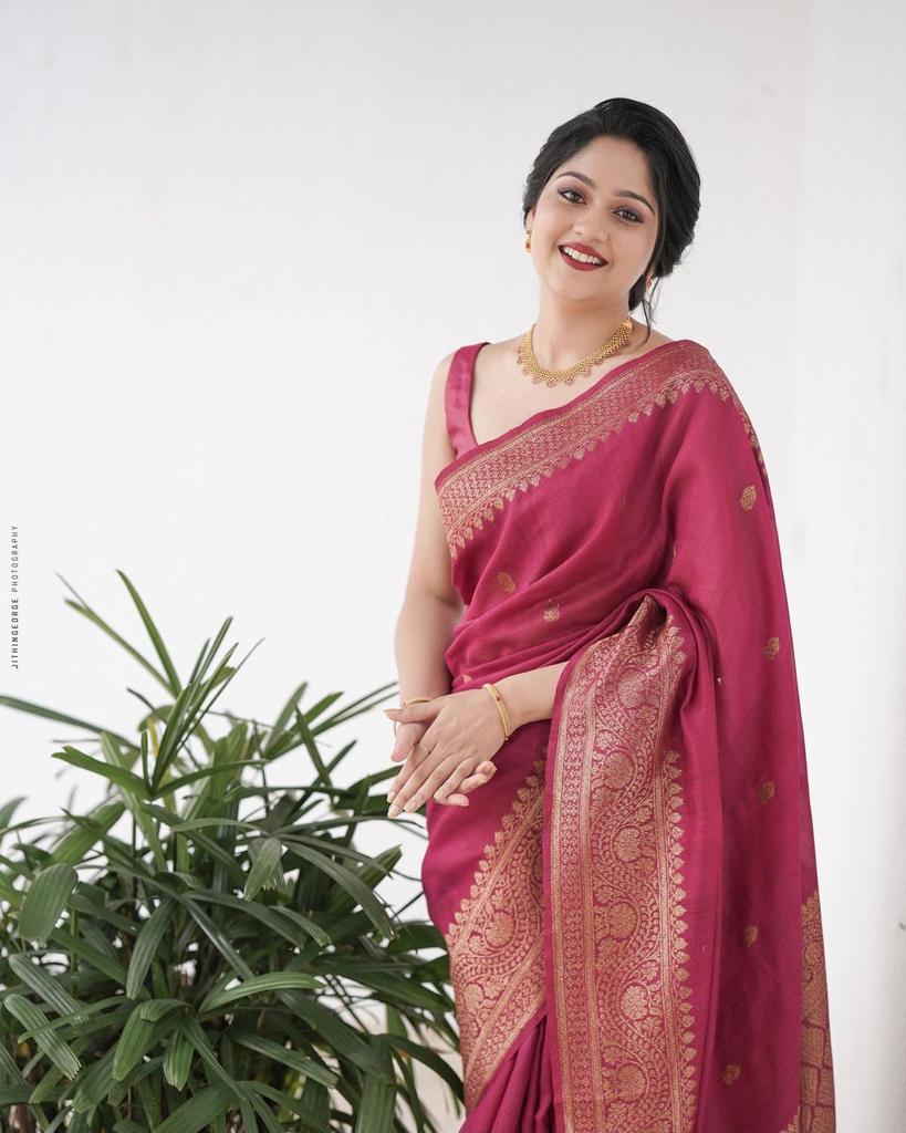 Banarasi Soft Silk Saree with Copper Zari Jacquard Weaving