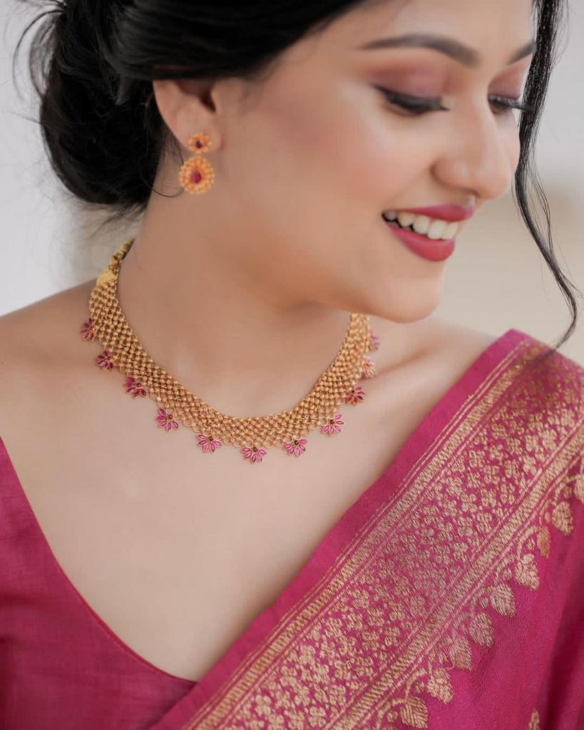 Banarasi Soft Silk Saree with Copper Zari Jacquard Weaving