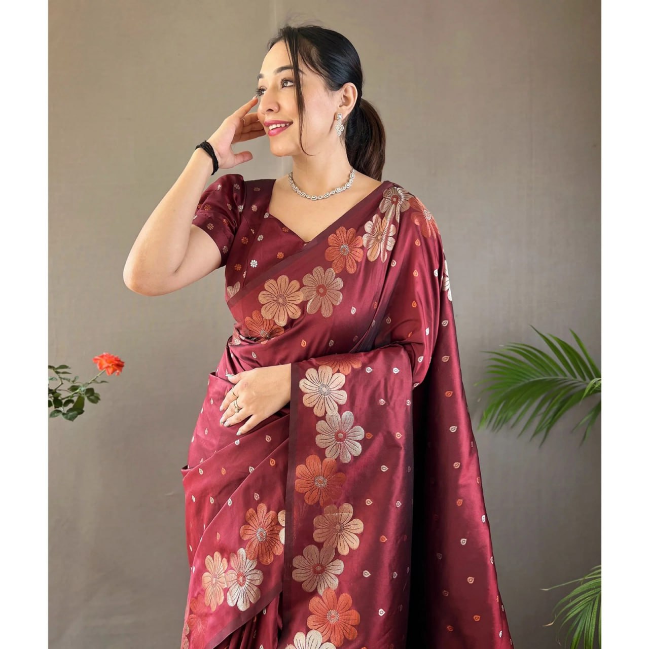 Luxury Banarasi Saree with Gold & Silver Zari Work