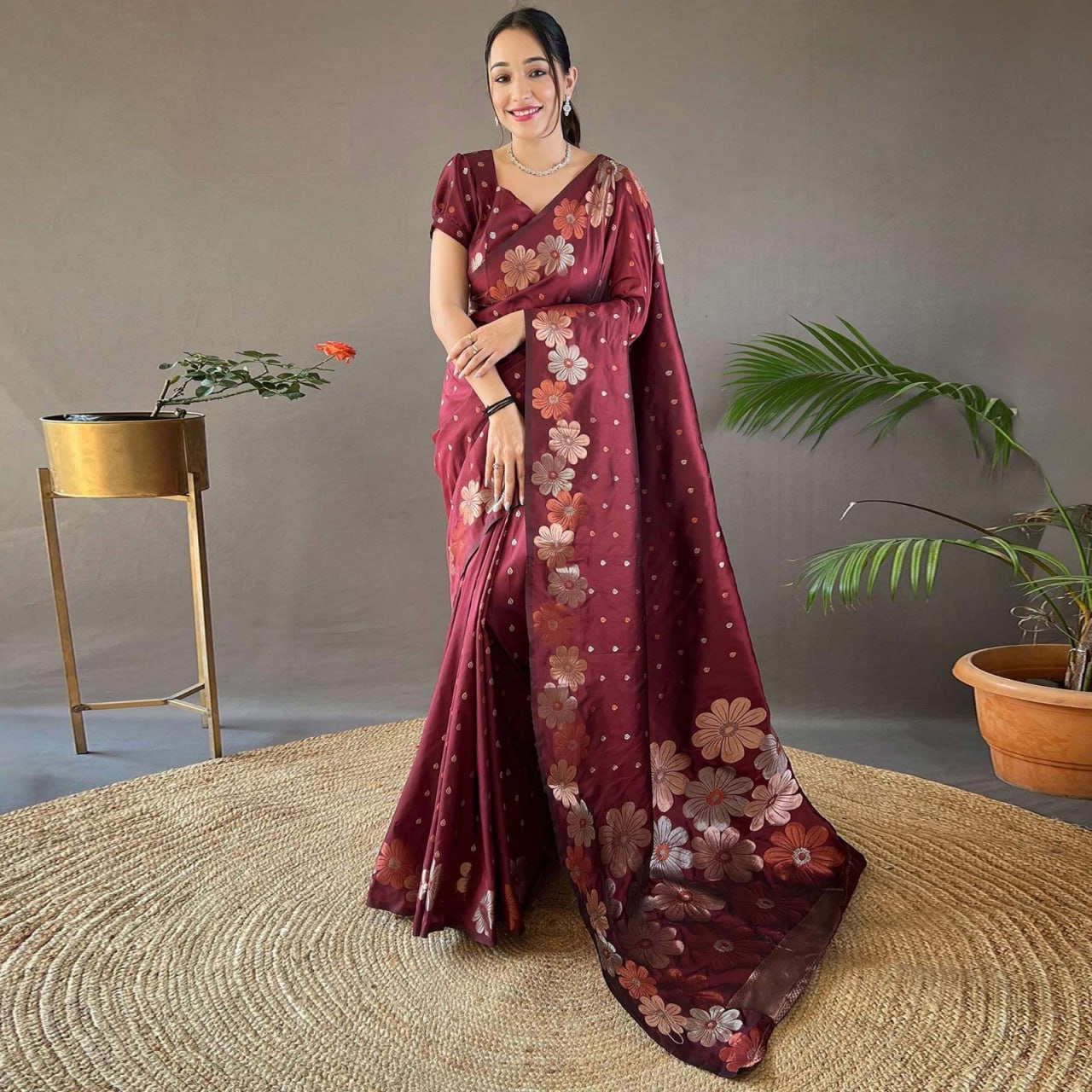 Luxury Banarasi Saree with Gold & Silver Zari Work