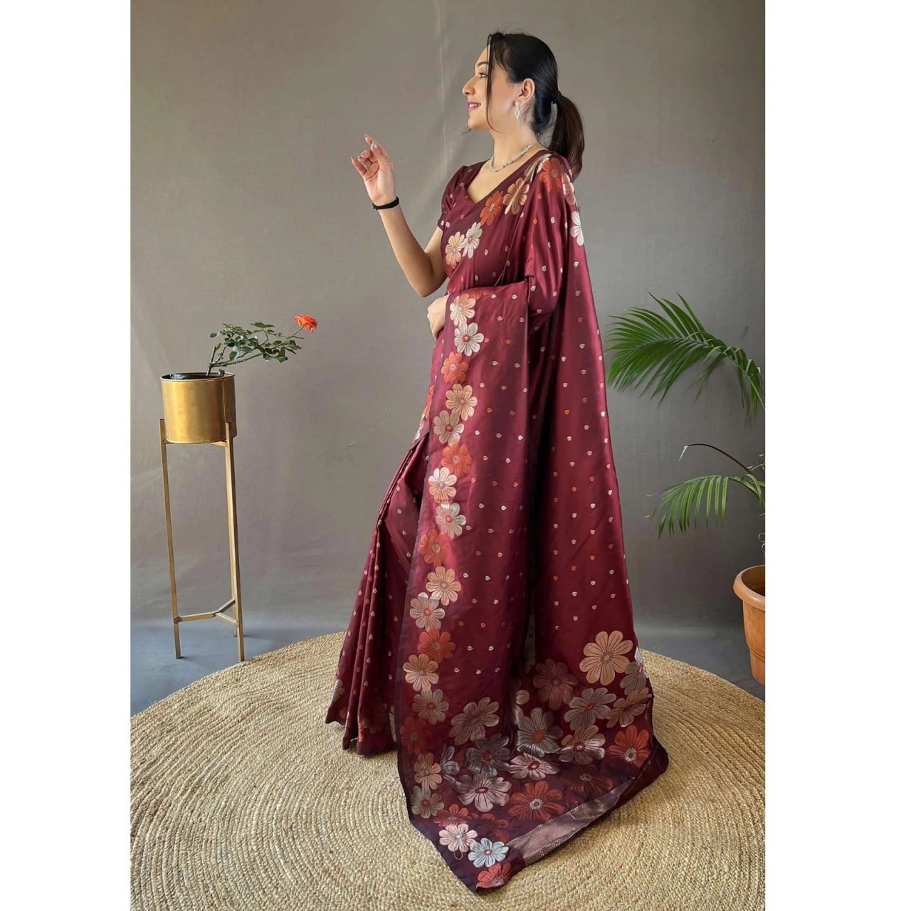Luxury Banarasi Saree with Gold & Silver Zari Work