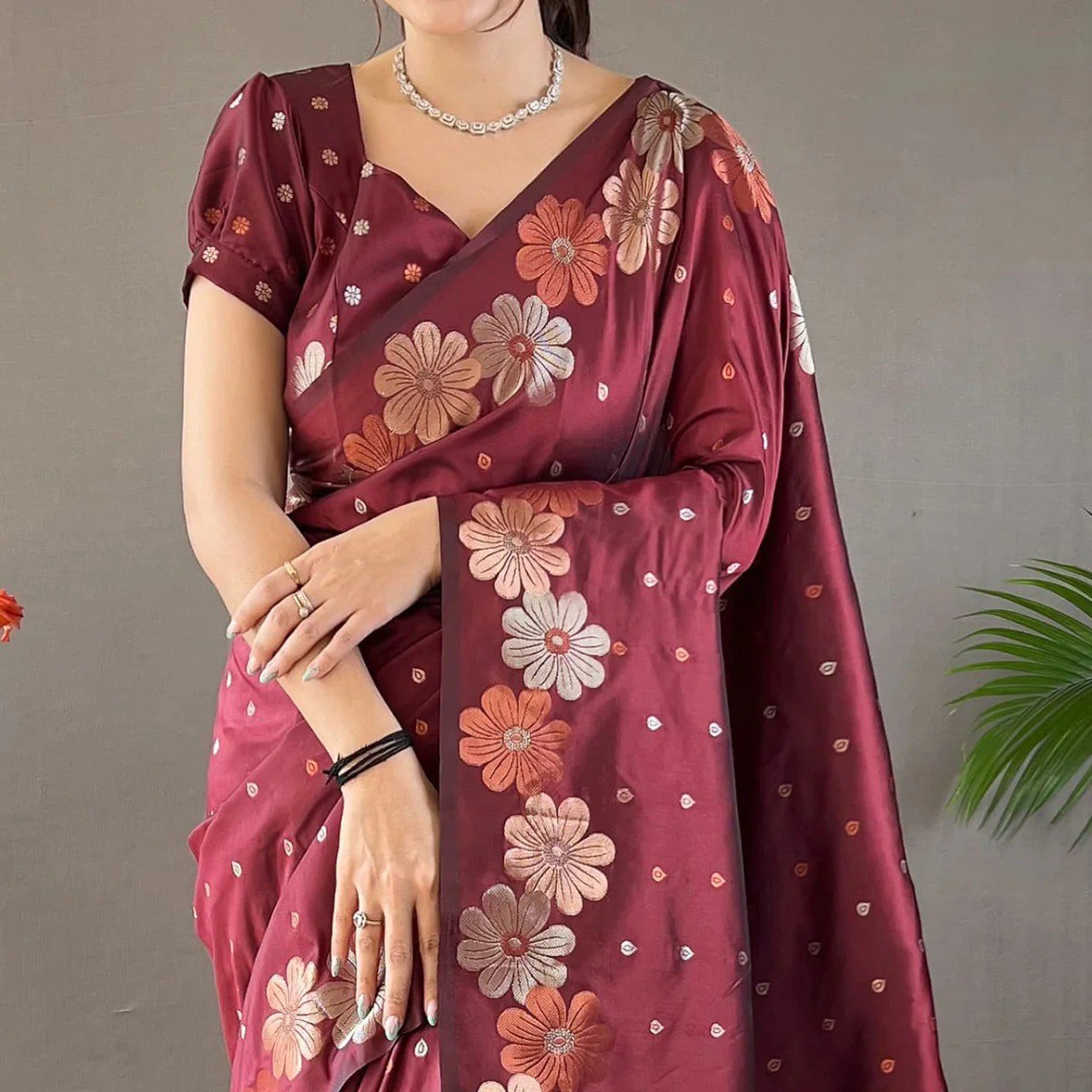 Luxury Banarasi Saree with Gold & Silver Zari Work