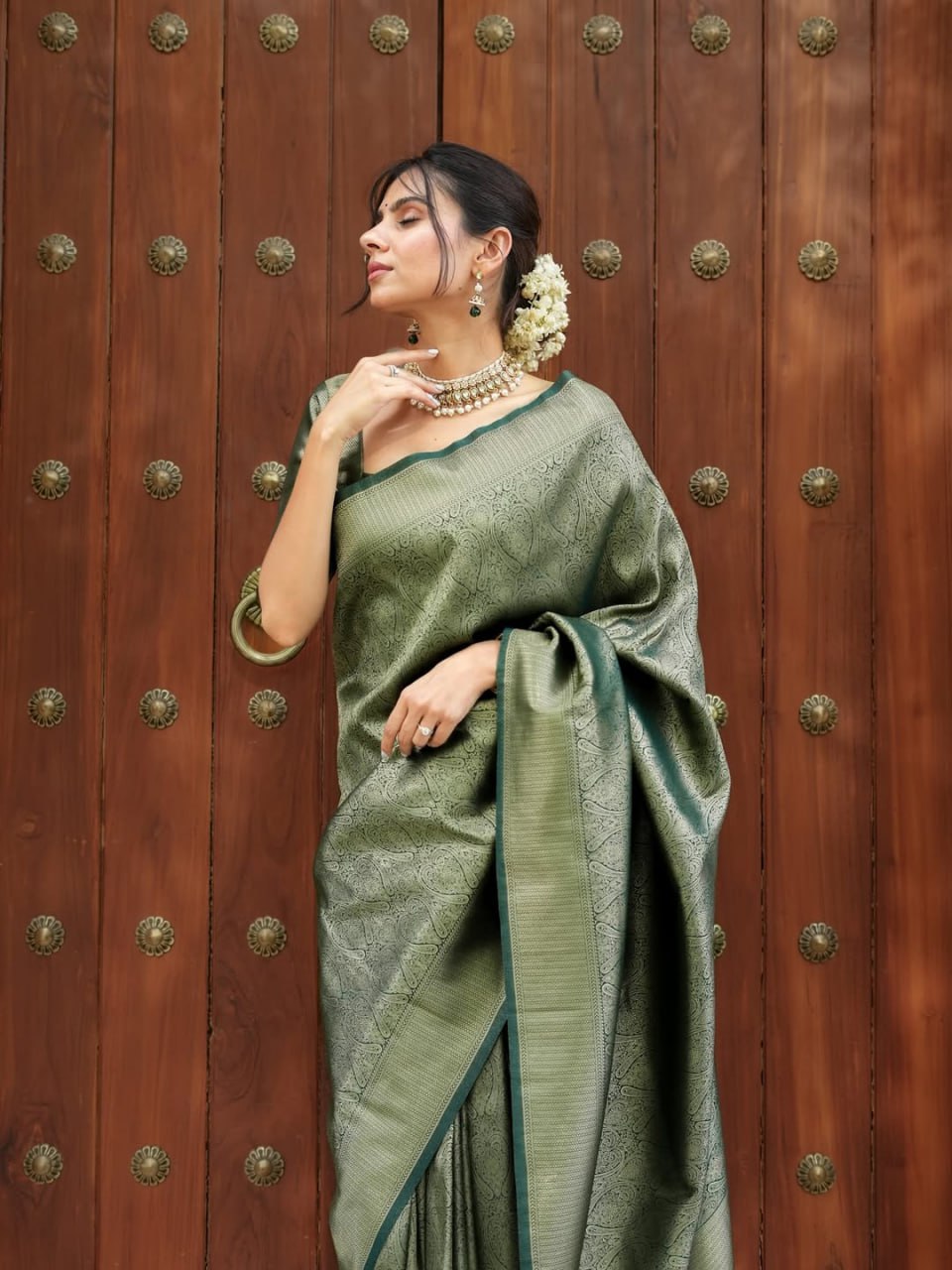 Royal Olive Grace Soft Silk Saree
