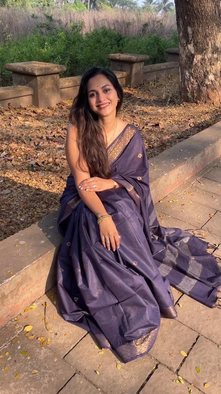 Graceful Smoky Lavender Silk Saree with Minimal Gold Zari Elegance