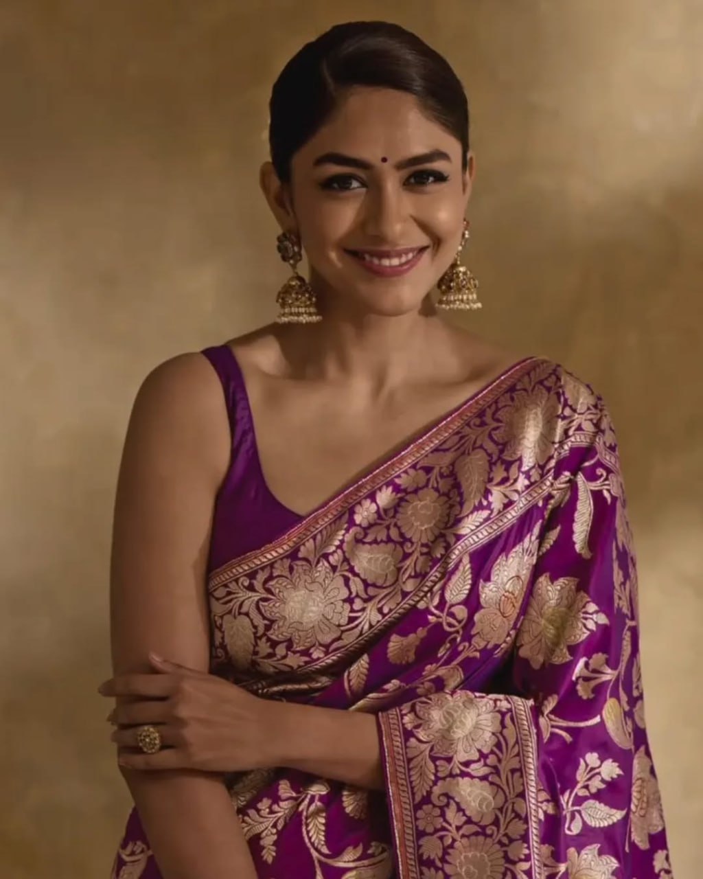 Royal Purple Banarasi Silk Saree with Rich Gold Zari Floral Weaving